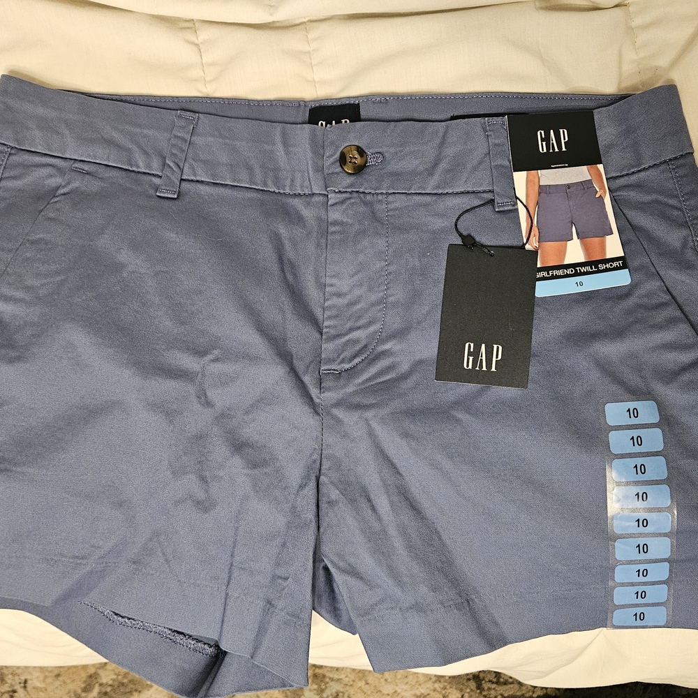 GAP Womens Girlfriend Blue Twill Shorts